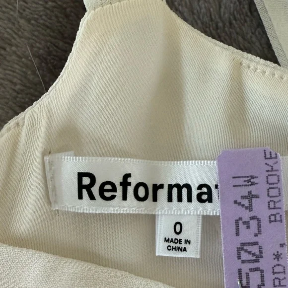 Reformation Besse Dress Ivory 0 Tie Straps Midi Dress - Picture 6 of 6